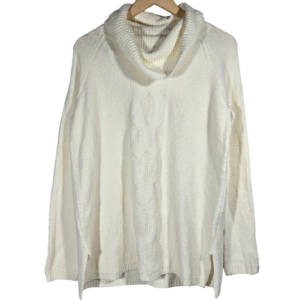 CASLON Ivory Cozy Cable Knit Turtleneck Sweater Women‎ Size S Cotton Blend